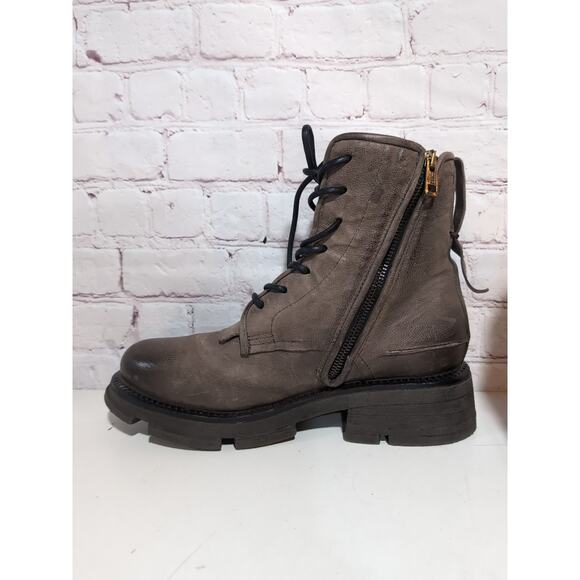 A.S. 98 Boots Lukie Brown Leather Shearling Lined Combat Ankle Boots Sz 40 AS 98 - Picture 13 of 16